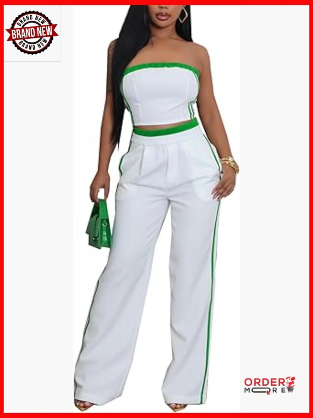 Striped Tube Top & Wide Leg Pants Set Sexy 2 Piece Tracksuit
